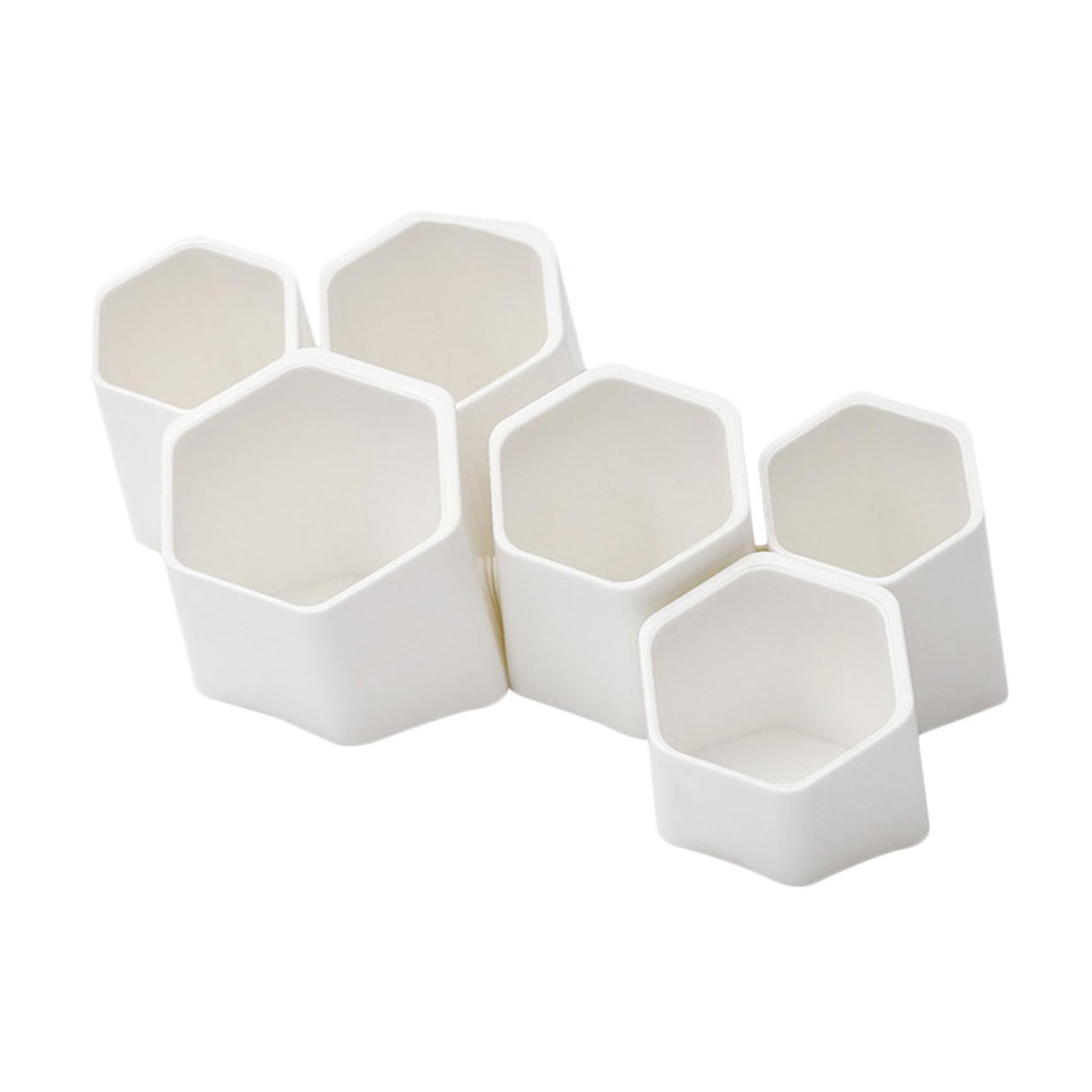 Contenitore a Parete Multifunzione per Penne e Pennelli, Set 6 Pezzi in Plastica Bianca, Organizer Scrivania per Studenti e Uso Domestico, Porta Cancelleria Creativo e Salvaspazio