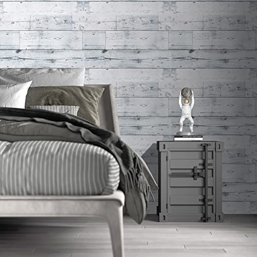 Lovada Peel And Stick Wallpaper White Blue Wood Wall Paper - 17.5 X 200 Inch Self Adhesive Wallpaper Peel And Stick, Easy To Paste Wall Contact Paper For Stand Liner, Table And Door Makeover Decor #TOP5