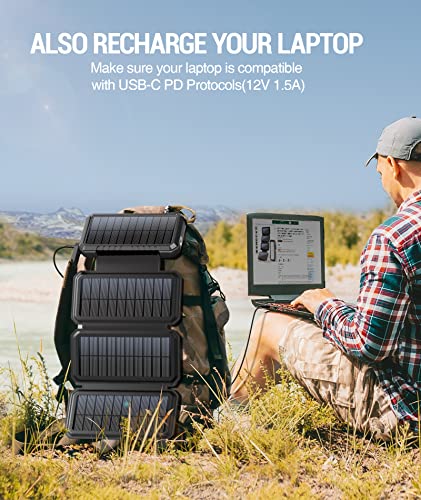 BLAVOR Solar Power Bank with 4 Foldable Panels, 20000mAh Portable Charger photo 3