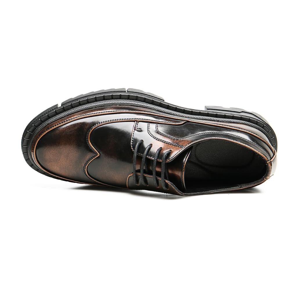 Męskie buty na platformie Richelieu styl vintage skórzane golfowe klasyczne sznurowane karbowana podeszwa codzienne buty Derby