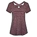 Produktbild HWTOP Tshirt Damen Sweatshirt Frau Kurzarm T-Shirt Rundhals Criss Cross Tops Rückenfrei Sport Fitness Athletic Yoga Shirt