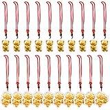 SUSHAFEN 20Pcs Tiger Pendants with Red Ropes Gold Plated Tiger Statue Commemorative Ornament for...