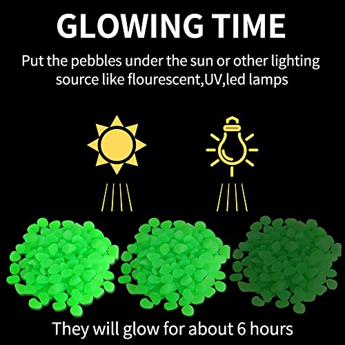 Image of 150 PCS Green Glow Rocks Luminous Stones DIY Pebbles Aquarium Garden | OSOPOLA Green Glow Rocks Luminous Stones DIY Pebbles For Aquarium Garden Path Patio FD05GR150