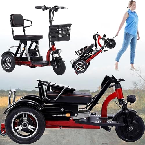 MZYZPPBD Elektro Dreirad Elektromobile für Erwachsene 3 Rad Mobilitätsroller mit Ladegerät Korb Volle LED Beleuchtung Stabil und Sicher für Senioren Erwachsene Behinderte Ältere,A