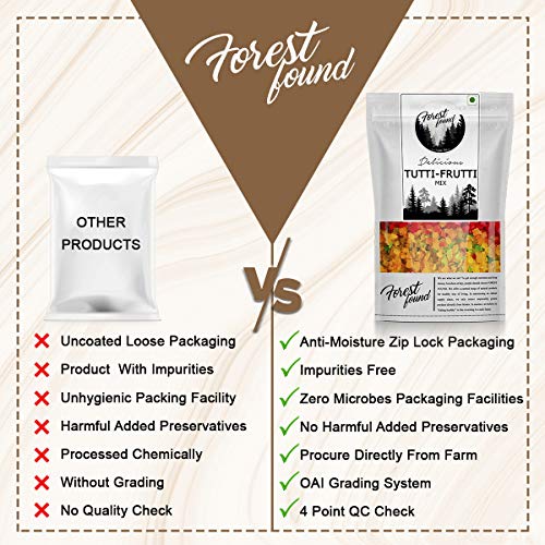 Image of Forest Found Multi Color Tutti Frutti 400g | Mix Fruit Cherries for Cake Making & Baking | Made with Taiwan Organic 786 Papaya & Brown Sugar | Natural Candied Fruit for Toppings, Cookies & Bread | No Artificial Flavors