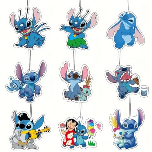 Rawan 9 Pack Car Air Freshener Cartoon Cars Accessories Cute for Women Girls And men Car Funny Decor Hanging Fresheners Interior Room Decorations for Christmas Gift