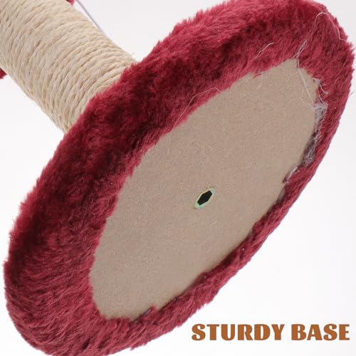 Rascador para gatos doble capa con postes de sisal y pelotas colgantes rojo oscuro miniatura 7