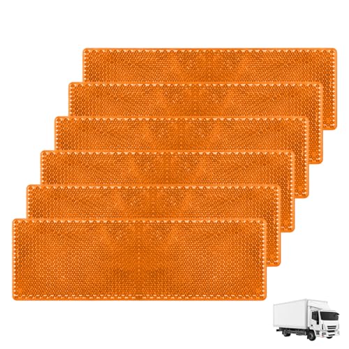 Miunpri Self Adhesive Reflectors Yellow 6Pcs: Rectangular Self Adhesive Reflectors for Gate Posts,Trucks Bikes,Motobikes,Trailers