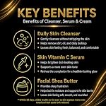 Ensemble de soins naturels pour la peau pour hommes – Nettoyeur visage, Sérum vitamine C & Hydratant au beurre de karité – 3 Étape de routine quotidienne pour les hommes – Set cadeau pour tous les types de peau