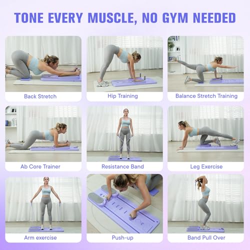 Pilates Board-Pilates Reformer Set 6 in 1 Multifunctional Abdominal Pilates Board for Home Workout Equipment, Foldable Pilates Portable Reformer Machine, Ab Board Trainer for Women - Image 3