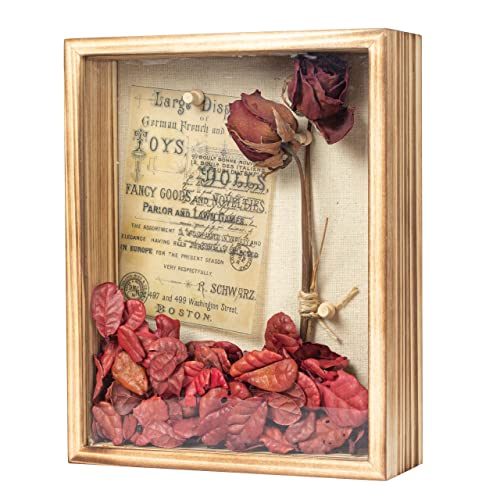 Image of Shadow Box Frame 8x10 Shadow Box Display Case with Linen Back of Awards Memorabilia Flower, Pictures, Keepsakes、Bouquet、Medals and More Photos Memory Box