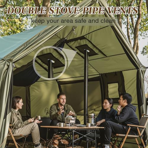 Soulchen Large Hammock Hot Tents with Stove Jack, Portable Winter Wall Tent for Camping, Waterproof & Windproof 4 Season Cabin for 2-3 Person Family Hiking Fishing Hunting Outdoor(No Pole) - Image 6