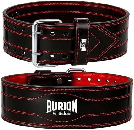 Aurion Genuine Leather Weight Lifting Belt XS for Men and Women| Body Fitness Gym Back Support Weightlifting Belt | Gym Equipment | Adjustable Buckle | Power Training | Black