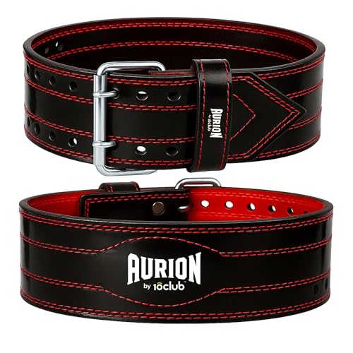 Aurion Genuine Leather Weight Lifting Belt XS for Men and Women| Body Fitness Gym Back Support Weightlifting Belt | Gym Equipment | Adjustable Buckle | Power Training | Black
