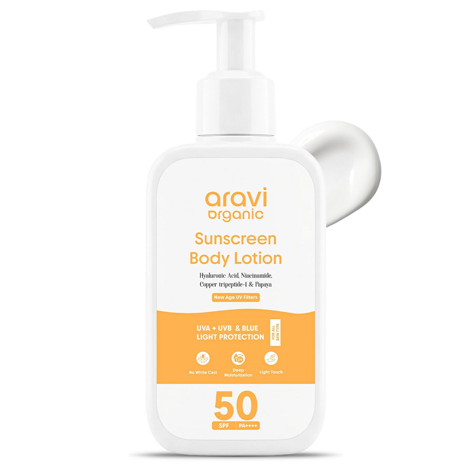 Aravi Organic Oil-Free Sunscreen Body Lotion SPF 50 PA++++ | (In-Vivo) Dermatologically Tested | Lightweight & No White Cast | UVA/UVB & Blue Light Protection | Niacinamide & Hyaluronic Acid | Sunscreen For Oily & Dry Skin | 100ml-image-27