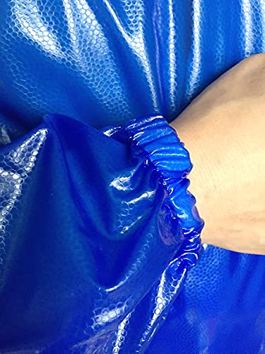 Chemical Resistant Apron with Sleeves - Waterproof Acid Plastic Suit, Adjustable Back Closure (S-M, Royal Blue)