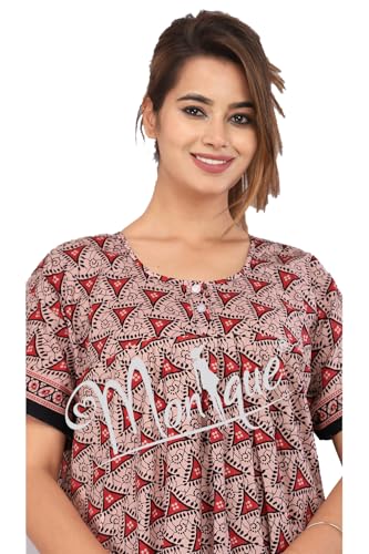 Image of Monique Brand 100% Pure Cotton Nighty for Woman | Floral Gown for Women Night Wear | Cotton Nighty for Women Stylish | Maxi for Women Cotton