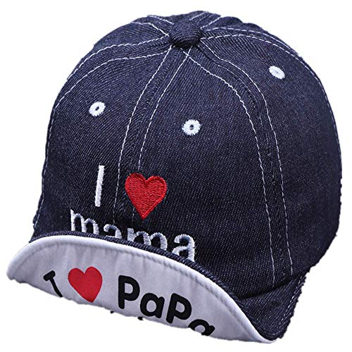 JY Denim Baby Cap I Love Mama papa Letter Baseball Cap Summer Kids Boys Girls Visor Sun Hat 6-24 Months (Black)