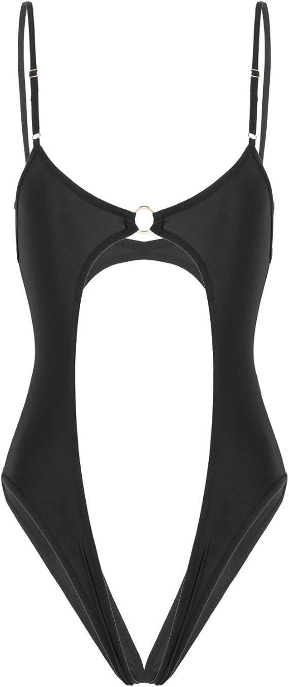 YOOJIA Women's Silky V Shaped Cut Out Bodysuit Slingshot Bikini