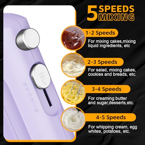 Image of Lord Eagle 5-Speed Hand Mixer Electric With 4 Mixing Bowls Set