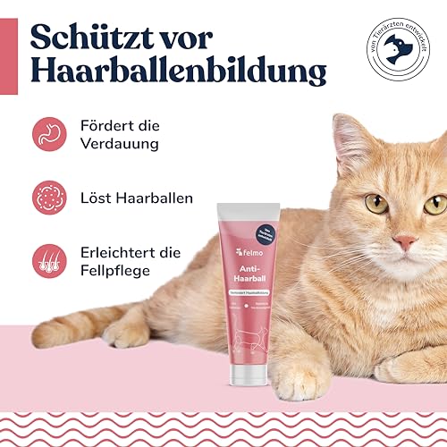 felmo Anti-Hairball Paste für Katzen (100g) Verhindert präventiv Neubildung von Haarballen, fördert die Verdauung – Alternative zu Katzengras - von unseren Tierärzten entwickelt und empfohlen