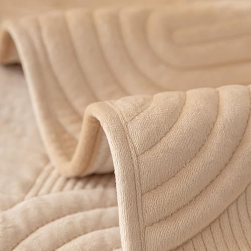 Miniatura 7 de Funda de Sofá Seccional Acolchada Geométrica de Felpa Suave Boho Antideslizante Mullida Color Sólido Lavable Funda Protectora de Muebles para Niños,