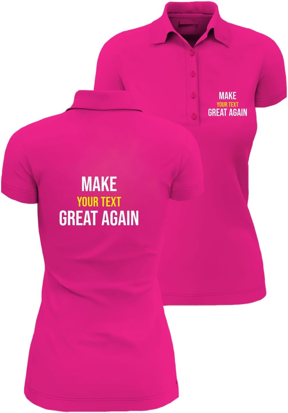lepni.me Personalized Make Great Again Womens Polo Shirt with Your Custom Text Name | Design Your Own Front and Back Slogan