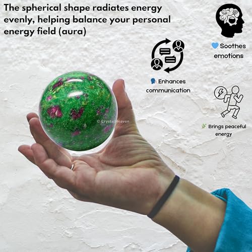 Image of Certified Crystal Ruby Zoisite Ball for Meditation - Premium Crystal Vastu Items for Home and Feng Shui Items for Good Luck - Ideal for Pooja Supplies and Spiritual Practices (2 Inch)