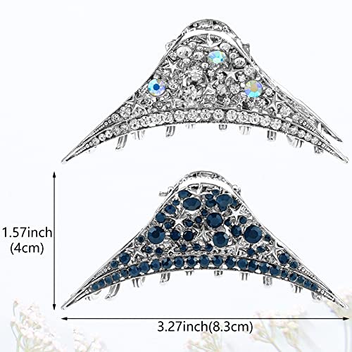 2 Piezas Pinzas de Pelo Vintage con Estrás, Pinzas de Garra de Metal en Forma de Estrella miniatura 2
