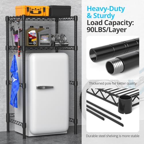 Image of Hodonas Mini Fridge Stand with Storage, Black, 26.58 inchWx 20.28 inchD x 52.36 inchH