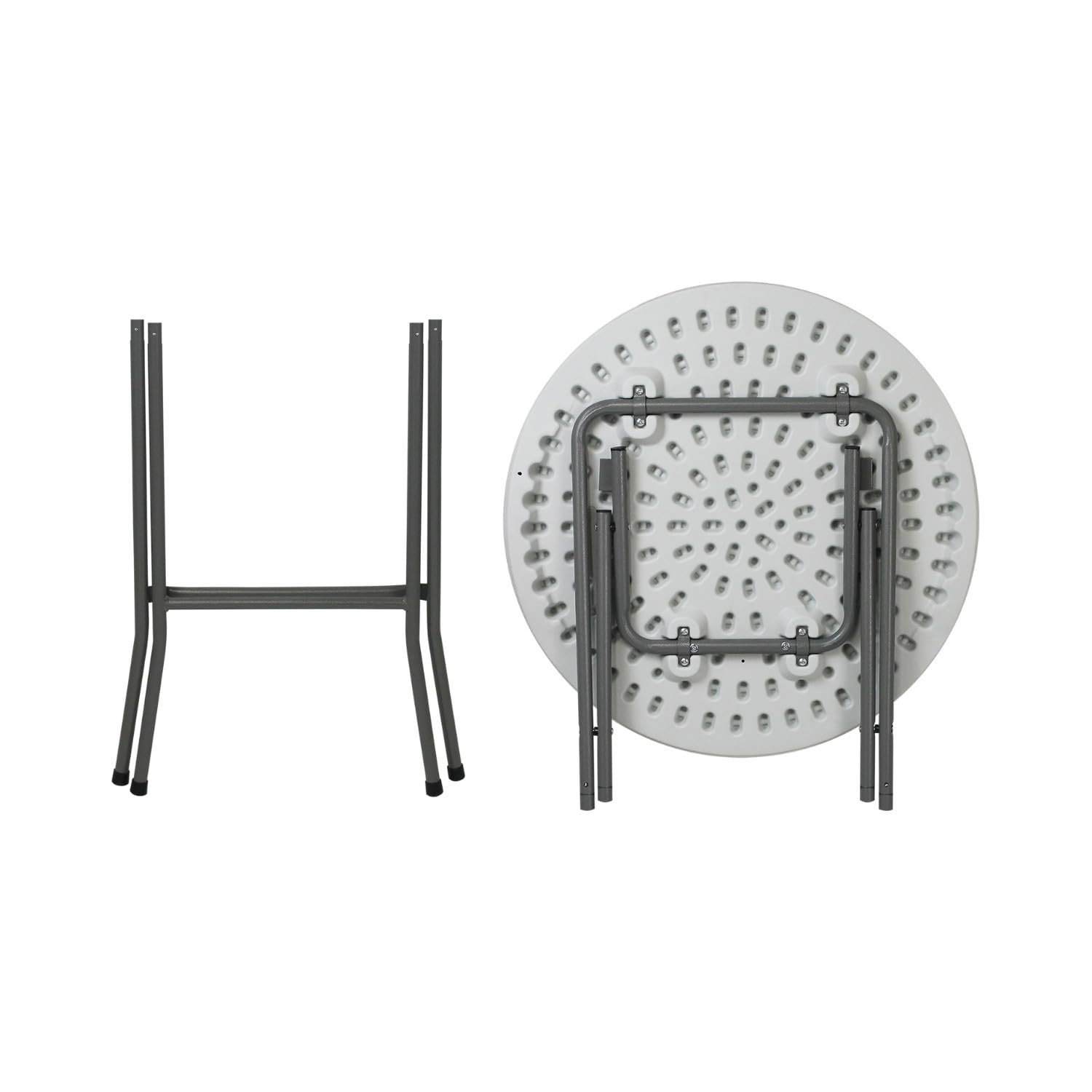 Pack 2 Mesas Altas Plegables Redondas Blancas con Funda 61x105cm 7house