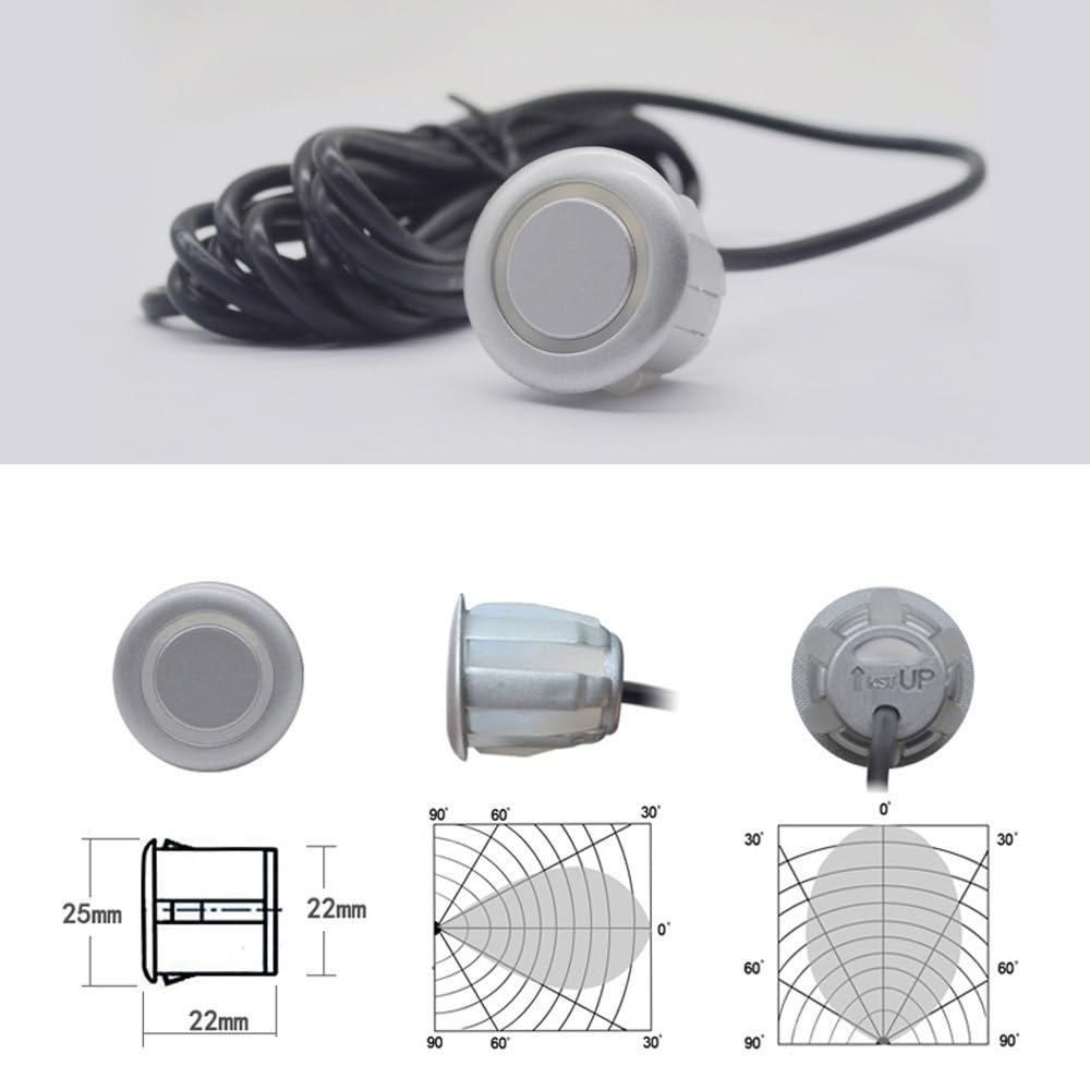 Kit sensori di parcheggio PDC 4 6 8 Parktronic Retromarcia Anteriore e Posteriore Rilevatore Radar Assistenza parcheggio Allarme sonoro (8 sensori/Bianco)