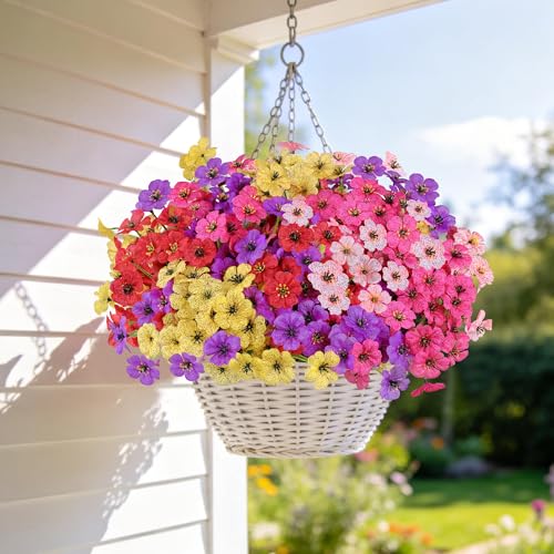 Image of AmyHomie 20 PCS Artificial Flowers for Outdoors, UV Resistant Fake Plants