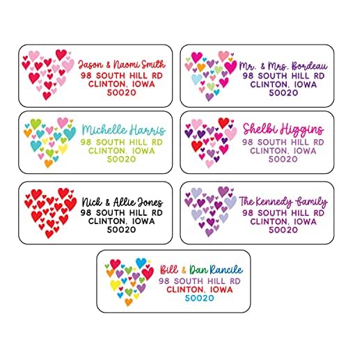 Heart Address Labels Set of 60 Personalized Return Mailing Stickers for Weddings