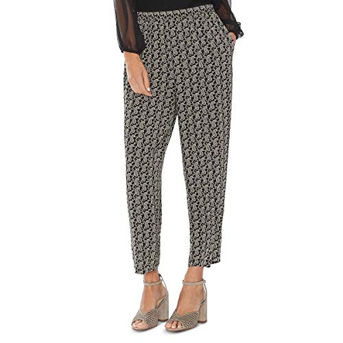 Vince Camuto Petite Paisley Imprint Pull-On Pants Rich Black LG