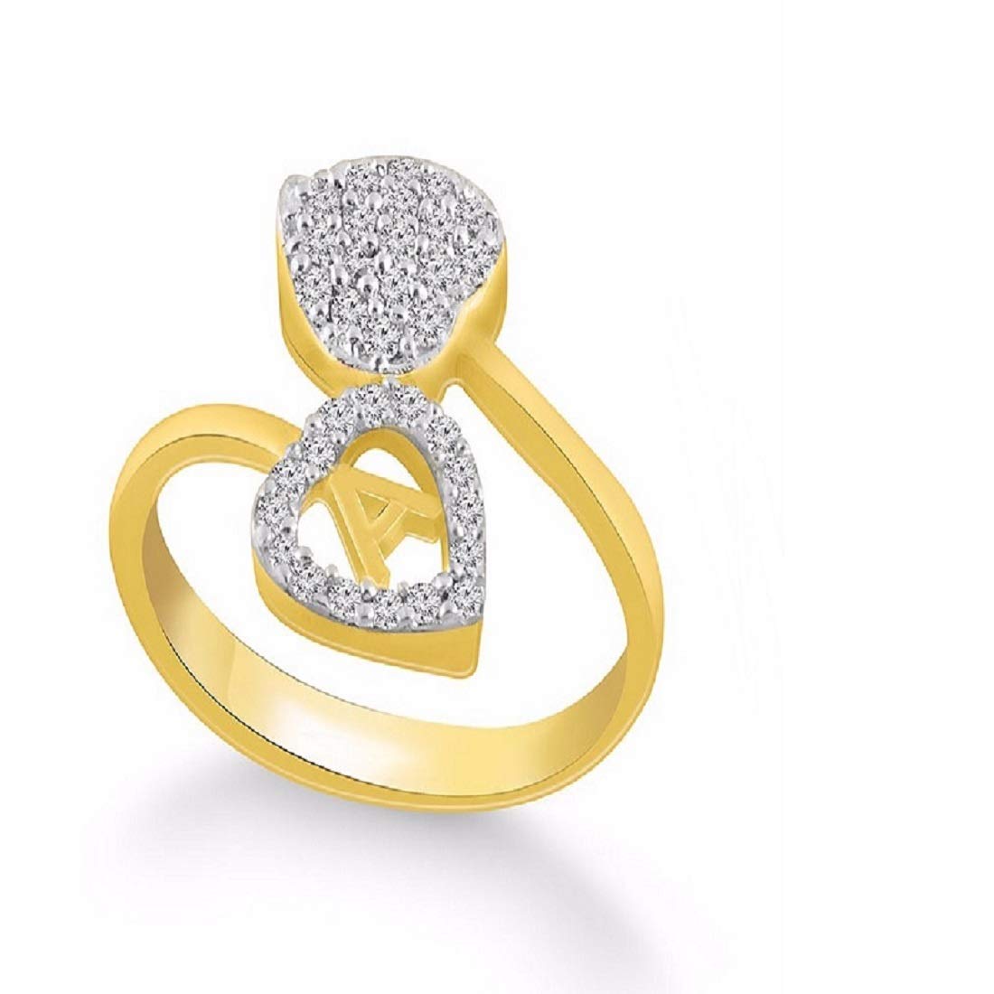 Yanaa CreationDiamond Heart Letter A Designed Ring for Girls & Women Gold Plated Free size for any occasion KJRG113