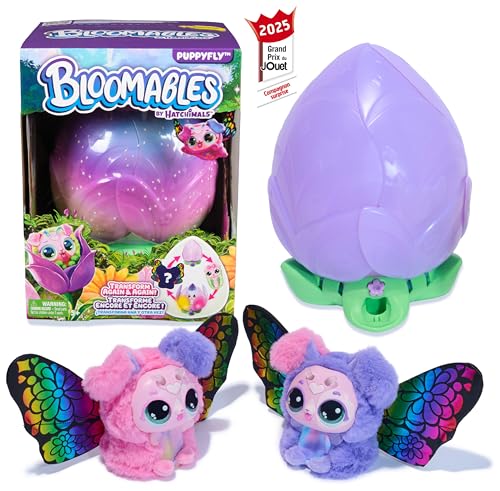 Hatchimals - Bloomables Ma Fleur Magique PuppyFly - Chenille Papillon Double Éclosion À Répéter - Peluches Et Animaux Interactifs - 100 Sons & Réactions -...