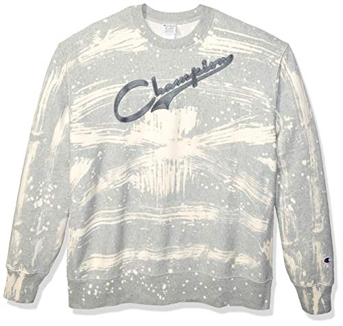 Champion LIFE Men's Custom Bleach Splatter Reverse Weave Sweatshirt, Oxford Gray, Medium
