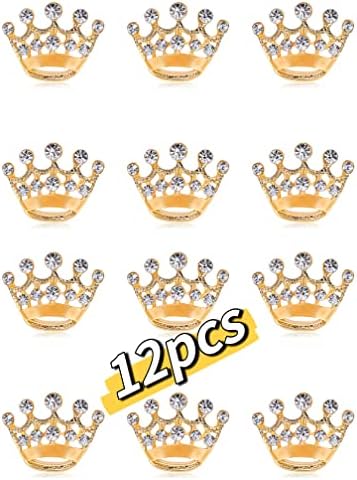 12PCS-gold Lot of small crown brooch pins for women men fashion elegant noble golden silver crown brooches pin for women's ladies brooches