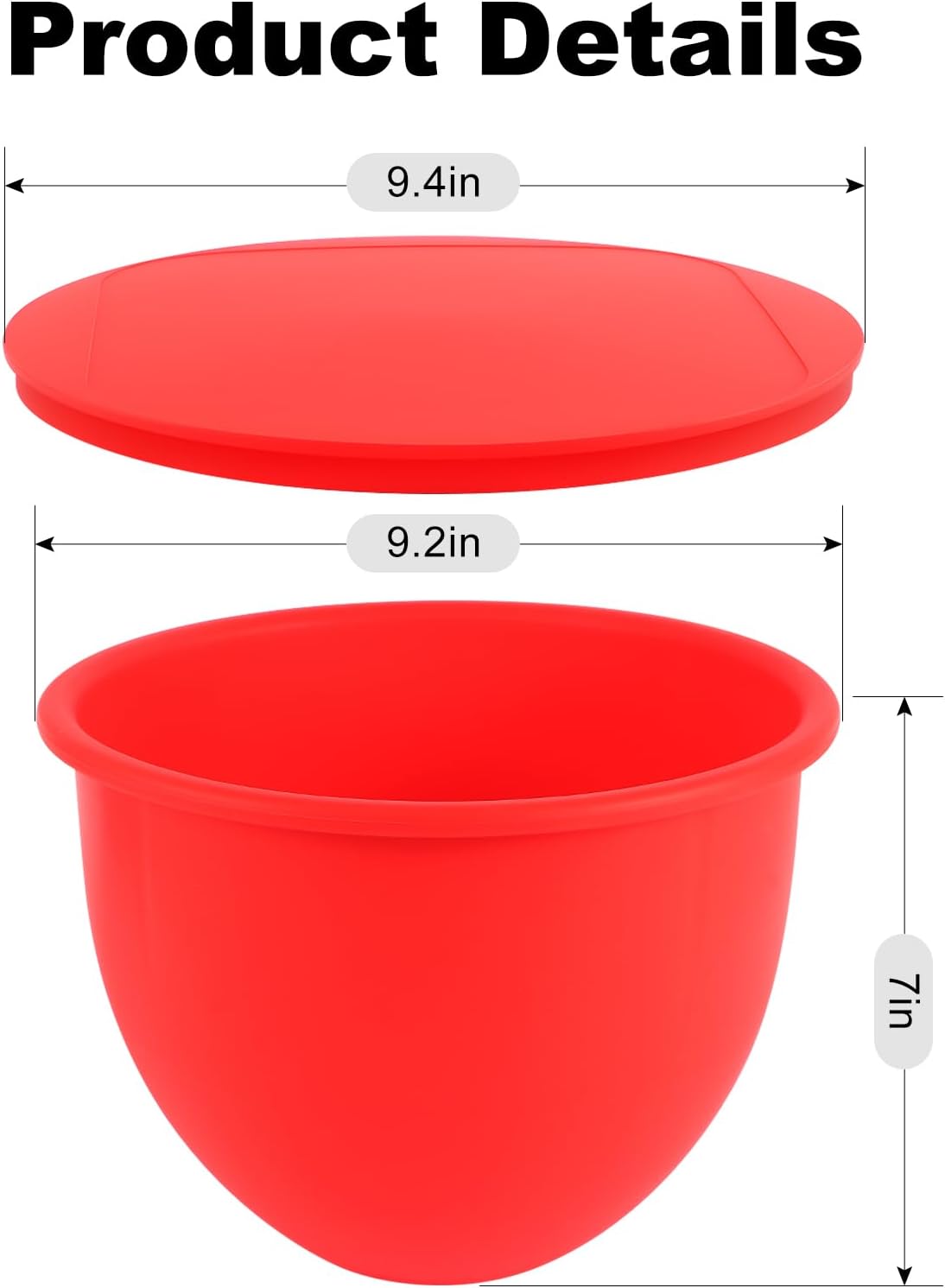 5QT Silicone Mixing Bowls with Lids (3 pack) Compatible with 5QT KitchenAid Mixer, Shatterproof, leak-proof design, Non-slip base, Easy-to-clean food storage bowls, Food-grade silicone