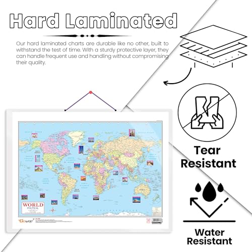 Image of GO WOO WORLD POLITICAL CHART HARD LAMINATED | Fun with World Politics Chart