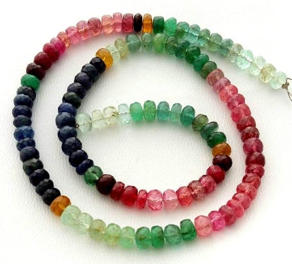 Saphir multicolore en perles facettées de 4-5mm pour la haute joaillerie créative