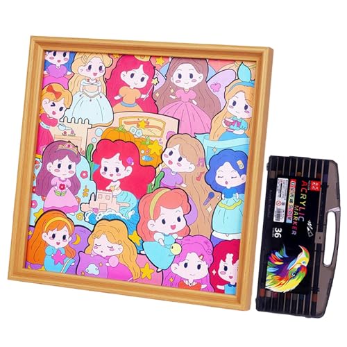 Fyrdyn Marco para Rompecabezas,Juguetes Educativos de Madera para Niñas,Puzzles de Dibujos Animados Hechos a Mano Decoración del Hogar | para Niños y Niñas, Hogar, Viaje, Dormitorio, Aula, Cumpleaños