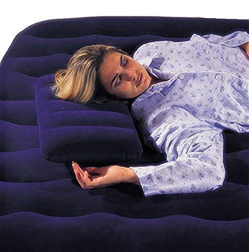 Image of Velvet Soft Comfort Air Inflatable Travel Pillow Blue