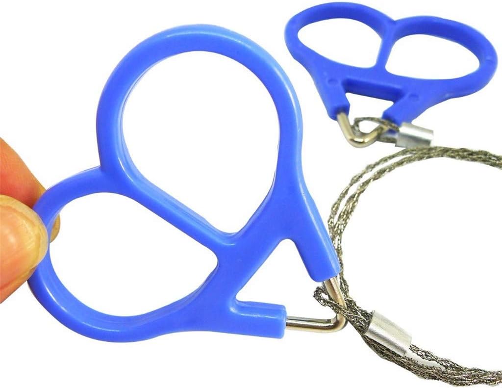 2pcs Outdoor Camping Hiking Pocket Saw Wire Travel Emergency Survive Tool Stainless Steel Wire Kits with Finger Handle for Cutting