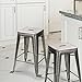 Joveco 24 Inches Sheet Metal Frame Tolix Style Industrial Chic Chair Backless Bar Counter Stools - Set of 2 (24 inches Gunmetal)