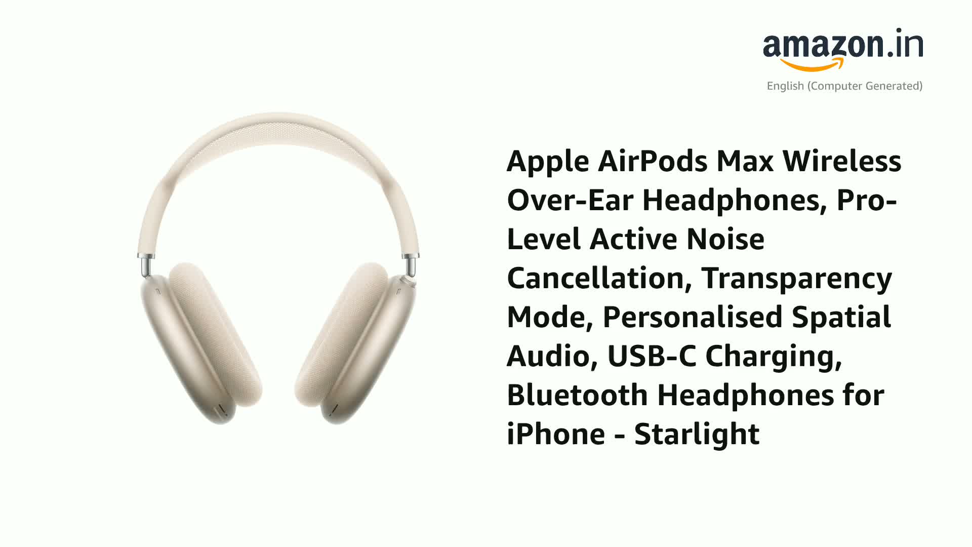 Apple AirPods Max Wireless Over-Ear Headphones, Pro-Level Active