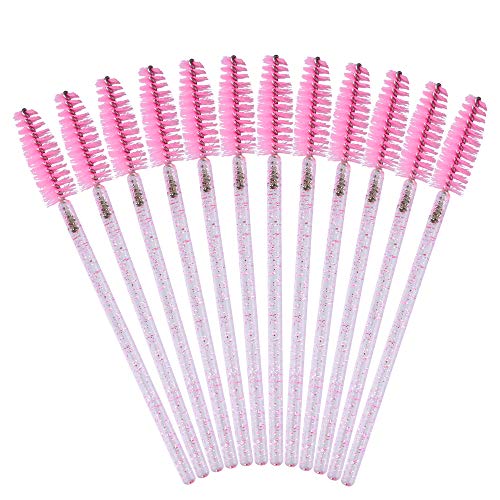 Image of G2PLUS 300PCS Crystal Eyelash Brushes, Pink Disposable Mascara Wands Makeup Applicator, Adjustable Lash Spoolies for Eyelash Extensions and Eyebrow Brush