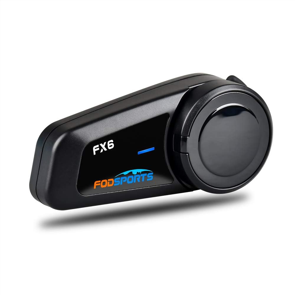 FODSPORTS FX6 Moto Intercom Casque Bluetooth 5.0 Jusqu'à 6 conducteurs Communication simultanée pour 1000 mètres avec couplage universel, réduction du bruit CVC, commande vocale