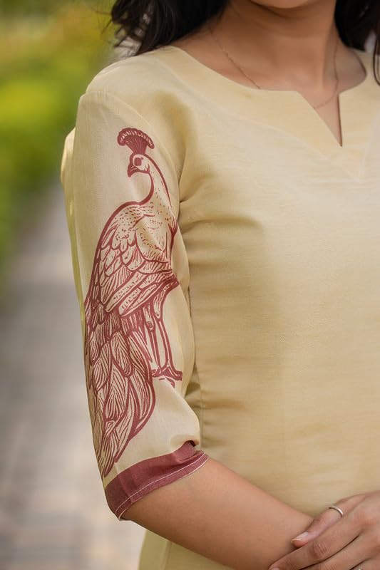 Image of Sun Fashion And Lifestyle Women's Simmer Silk Stitched Printed Kurta Dupatta (KD7 Yellow)
